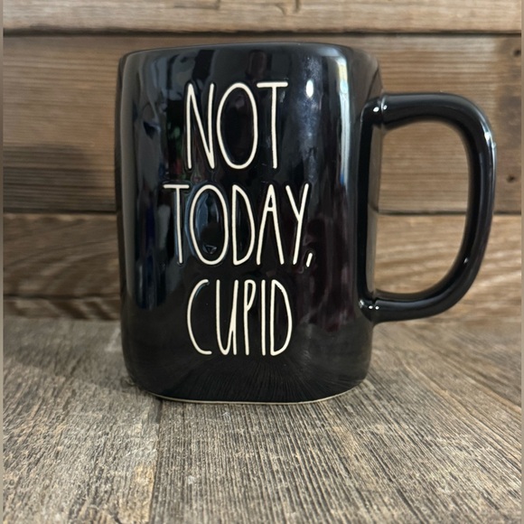 Rae Dunn Other - Anti-Valentine’s Day Rae Dunn Black Ceramic Mug - Not Today, Cupid
